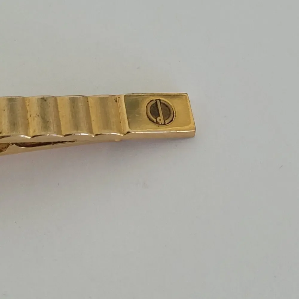 Dunhill Vintage Striped Tie Clasp Clip Bar Gold Retro Geometric Minimalistic